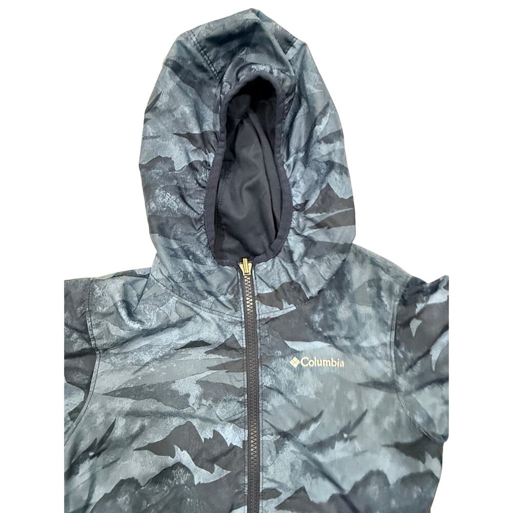 Columbia Kids XXS 4/5 Reversible Hooded Jacket Camo Blue Grey